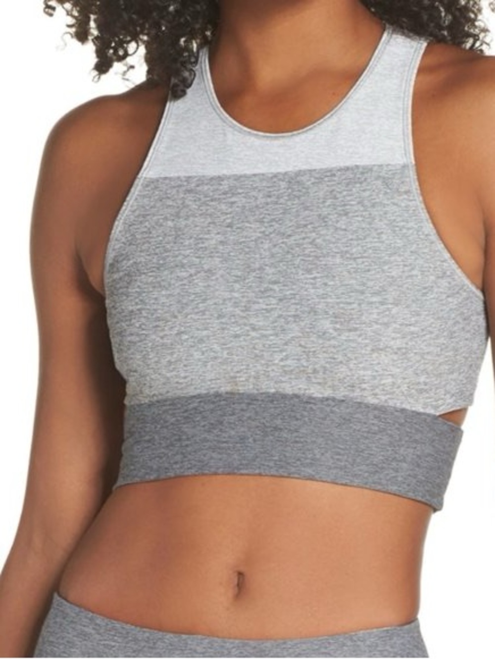 Outdoor Voices Gray Colorblock High-Neck Crop Top